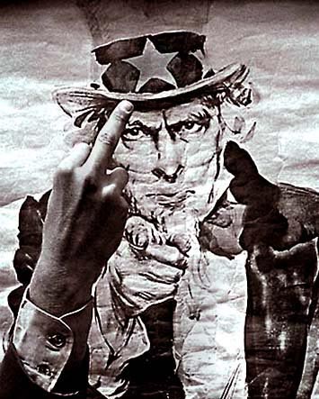 [Photo giving the 'Finger' to Uncle Sam]