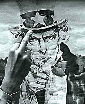 [Picture of a Finger to a 60's  Uncle Sam, 1969]