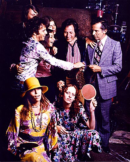 Photo: Satty;
Jerry Rubin; Stella Resnick; Martha Satty; Dr. Eugene Schoenfeld and Bill Choulos ; Joanna Leary; Trixie