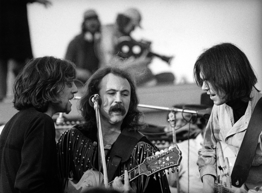 photo: Graham Nash, David Crosby and Neil Young of CSNY at  Altamont
