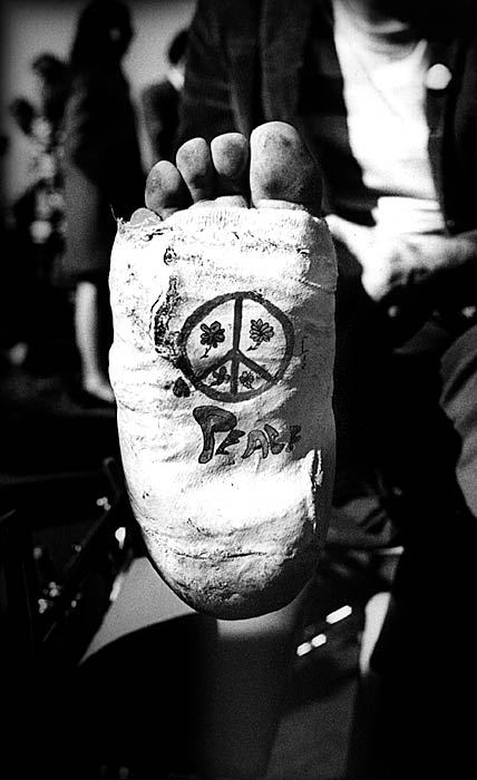 Photo:  Peace symbol on foot